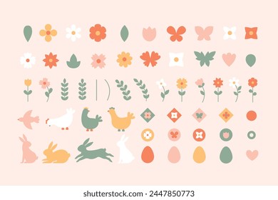Spring collection vector elements set