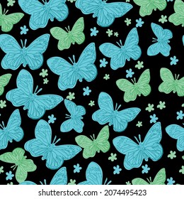 spring color butterfly pattern with black background