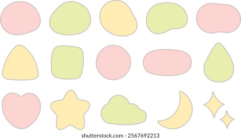 Spring color cute shape illustration set
