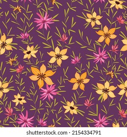 Patrón dibujado por la mano de la flor Lily de color de primavera, diseño de vectores sin soldadura