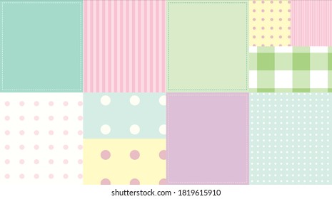 Spring color patchwork vector design with pattern