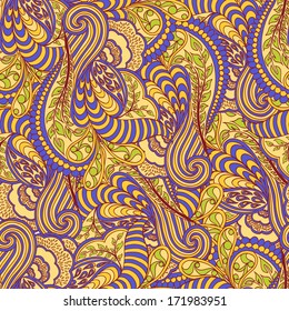 Spring color seamless pattern with ornate detailed ornament. Ornament are hidden clipping mask. Easy to change. Useful for packaging, invitations, gift cards and more. Vector illustration.