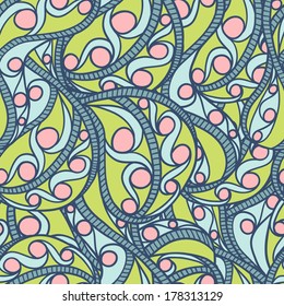 Spring color seamless pattern with ornate detailed ornament. Useful for packaging, invitations, gift cards and more. Vector illustration/EPS 8