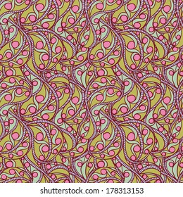 Spring color seamless pattern with ornate detailed ornament. Useful for packaging, invitations, gift cards and more. Vector illustration/EPS 8
