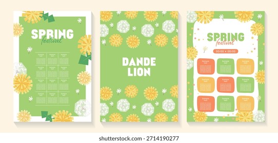 Conjunto de Plantilla de volante de diente de león de color de primavera