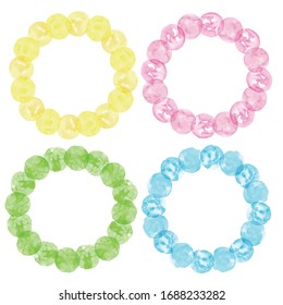 Spring colored polka dots painted in watercolor