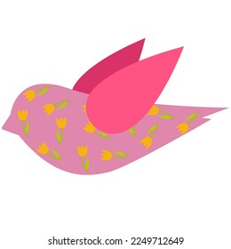 Spring colorful bird with pattern.Spring decoration. 