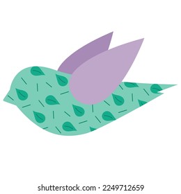Spring colorful bird with pattern.Spring decoration. 