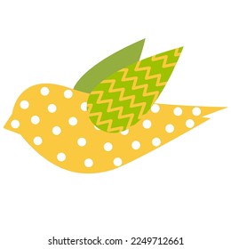 Spring colorful bird with pattern.Spring decoration. 