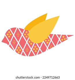 Spring colorful bird with pattern.Spring decoration. 