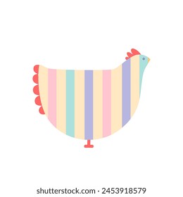 Spring colorful easter hen. Happy Easter. Vector flat illustration on white background. 