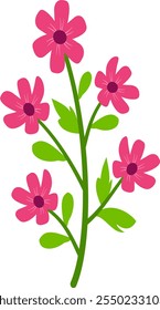 spring colorful flower elements vector. Set floral of wildflower, leaf branch, foliage on transparent background. Hand drawn blossom illustration for decor, easter, sticker, clipart, print.