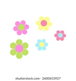 Spring colorful flower elements vector. Hand drawn blossom illustration for decoration 