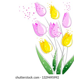 Spring colorful flowers growing. Vector illustration - Wektor 