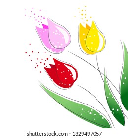 Spring colorful flowers growing. Vector illustration - Wektor 