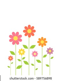 Spring Colorful Flowers Growing. Vector Illustration