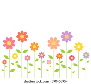 Spring colorful flowers growing. Vector illustration