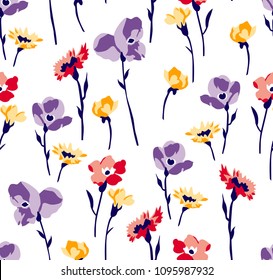 Spring colorful flowers pattern for textile print, fashion design