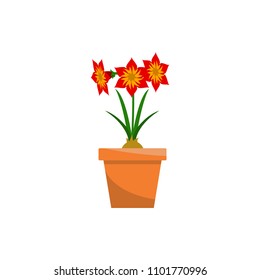 Spring colorful flowers in pots Vector illustration on white background
