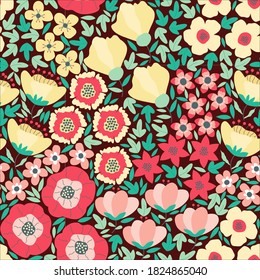 Spring Colorful Pattern Background. Flower Leaf Pattern Background.