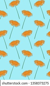 Spring colorful pattern with dandelions. Seamless vector print.