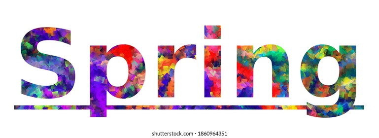 Primavera. Cartel de texto de tipografía colorida. Vector la palabra diseño de resorte