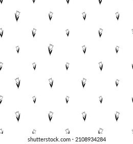 Spring colorful vector illustration with black and white tulips. Cartoon style. Design for fabric, textile, paper. Holiday print for Easter, Birthday, 8 march. Flowers with leaves.