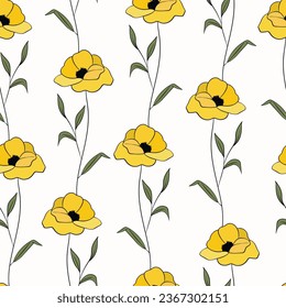 Spring colorful vector illustration with color roses. Cartoon style. Design for fabric, textile, paper. Holiday print for Easter, Birthday, 8 march. Flowers with leaves.