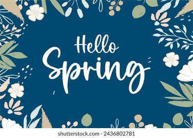 Spring colorful vector illustration, Hello Spring, First day of Spring