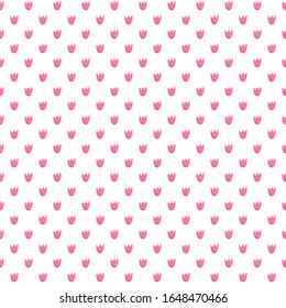 Spring colorful vector illustration with pink tulips. Cartoon style. Design for fabric, textile, wallpaper, posters, card, paper. Holiday print with flowers.