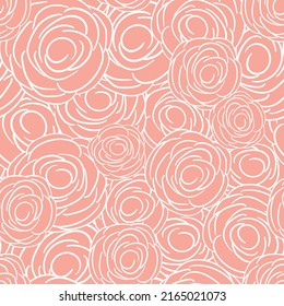 Ilustración vectorial colorida primavera con rosas rosadas. Estilo de caricatura. Diseño para tela, textil, papel. Impresión de vacaciones para Pascua, cumpleaños, 8 de marzo. Flores con hojas.