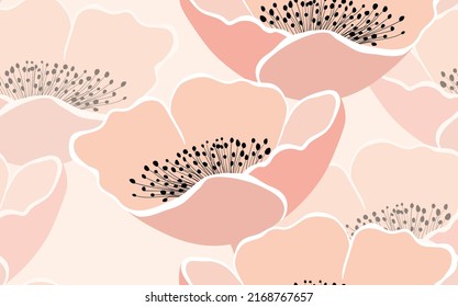 Spring colorful vector illustration with pink roses. Cartoon style. Design for fabric, textile, paper. Holiday print for Easter, Birthday, 8 March. Flowers with leaves.