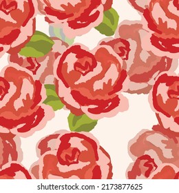 Ilustración vectorial colorida primavera con rosas rosadas. Estilo de caricatura. Diseño para tela, textil, papel. Impresión de vacaciones para Pascua, cumpleaños, 8 de marzo. Flores con hojas.