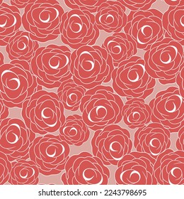 Spring colorful vector illustration with pink roses. Cartoon style. Design for fabric, textile, paper. Holiday print for Easter, Birthday, 8 March. Flowers with leaves.