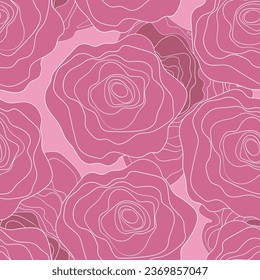Spring colorful vector illustration with pink roses. Cartoon style. Design for fabric, textile, paper. Holiday print for Easter, Birthday, 8 March. Flowers silhouette.
