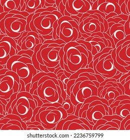 Ilustración vectorial colorida primavera con rosas rojas. Estilo de caricatura. Diseño para tela, textil, papel. Impresión de vacaciones para Pascua, cumpleaños, 8 de marzo. Flores con hojas.