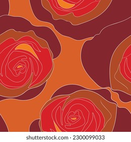 Spring colorful vector illustration with red roses. Cartoon style. Design for fabric, textile, paper. Holiday print for Easter, Birthday, 8 March. Flowers silhouette.