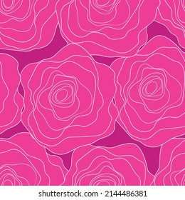 Ilustración vectorial colorida primavera con rosas rosadas. Estilo de caricatura. Diseño para tela, textil, papel. Impresión de vacaciones para Pascua, cumpleaños, 8 de marzo. Flores con hojas.