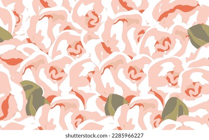 Spring colorful vector illustration with roses. Cartoon style. Fashion print for wallpaper, fabric, textile. Minimal linear style.