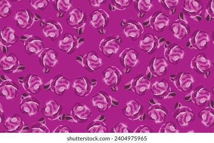 Ilustración vectorial colorida primavera con rosas. Estilo de caricatura. Diseño para tela, textil, papel. Impresión de vacaciones para Pascua, cumpleaños, 8 de marzo. Flores con hojas.