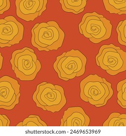 Spring colorful vector illustration with roses. Cartoon style. Design for fabric, textile, paper. Holiday print for Easter, Birthday, 8 march. Flowers with leaves.