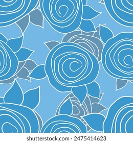 Spring colorful vector illustration with roses. Cartoon style. Design for fabric, textile, paper. Holiday print for Easter, Birthday, 8 March. Flowers silhouette.