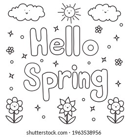 Spring Coloring Page Children Vector Illustration Stock Vector (Royalty ...