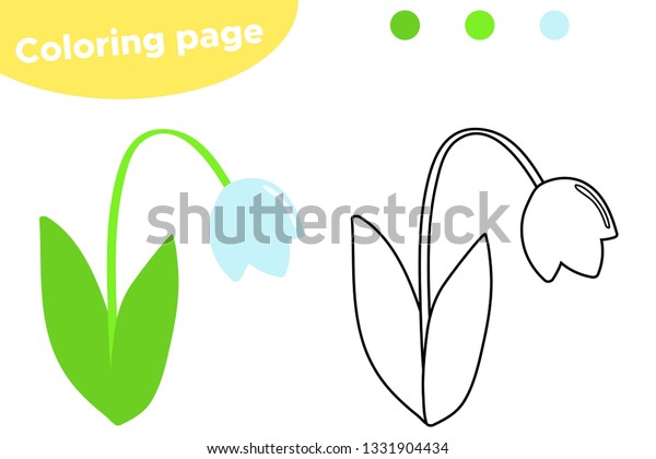 Spring Coloring Page Flower Snowdrop Educational Stock Vector (Royalty ...