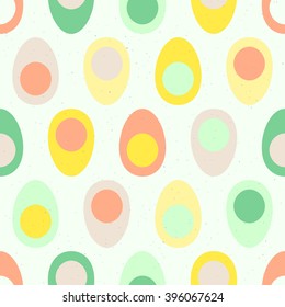 Spring colors abstract cut boiled eggs with yolk seamless pattern