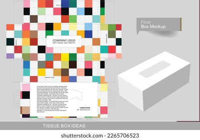 Colores primaverales pallets concepto de caja de tejidos, plantilla para fines comerciales, coloque su texto y logotipos y listos para la impresión