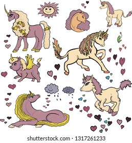 spring colors unicorn vector illustration