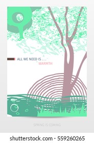 Spring is coming - abstract vector illustration, hand-drawn textures and design elements. Suitable for covers, posters, cards, invitations, placards, brochures, flyers, etc