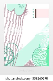 Spring is coming - abstract vector illustration, hand-drawn textures and design elements. Suitable for covers, posters, cards, invitations, placards, brochures, flyers, etc
