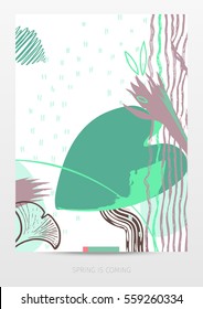 Spring is coming - abstract vector illustration, hand-drawn textures and design elements. Suitable for covers, posters, cards, invitations, placards, brochures, flyers, etc